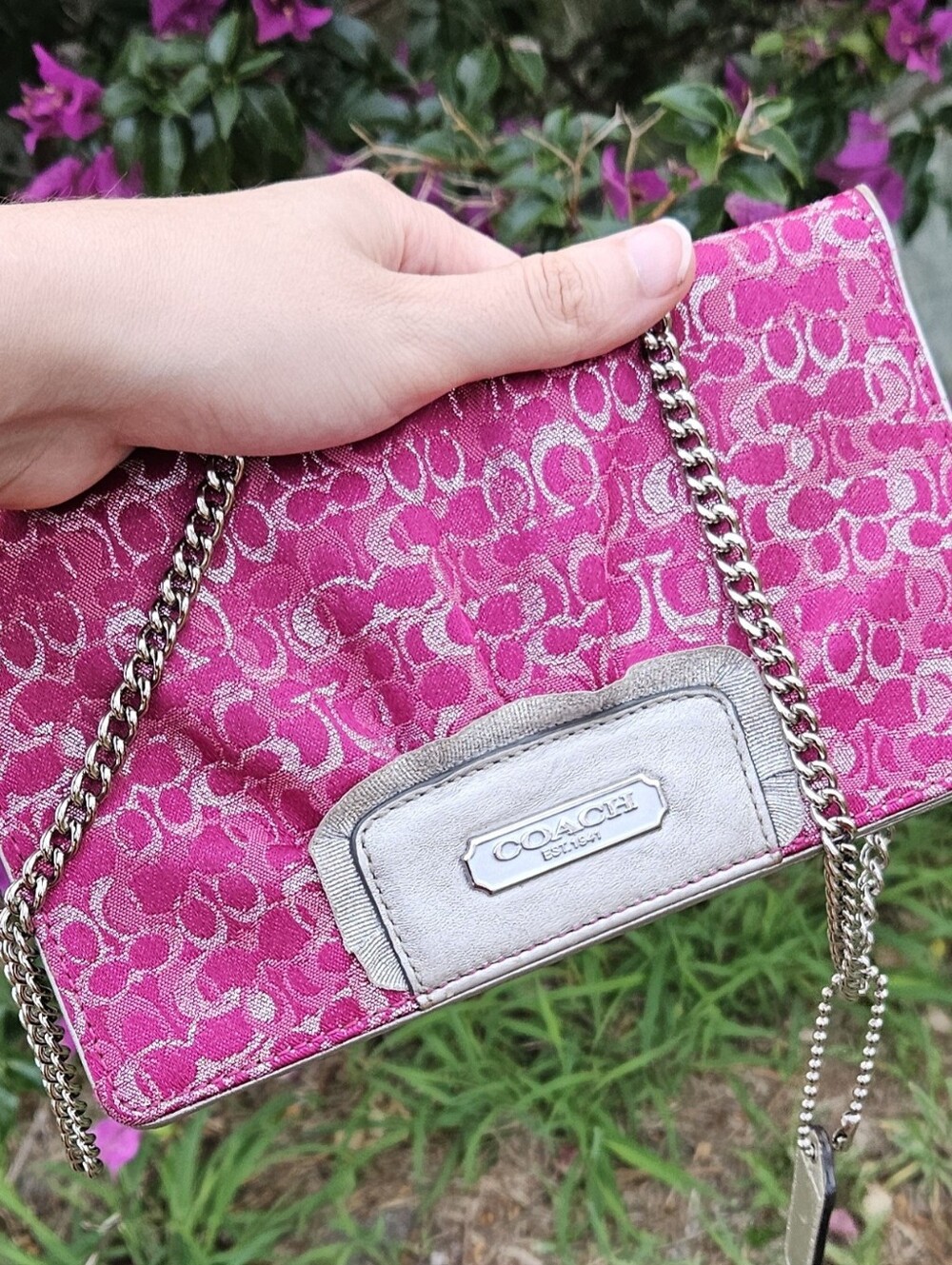 Coach Y2K Rasberry Optical Lurex Signature Mini Crossbody Evening Clutch Bag